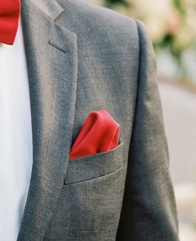 Pochette de Costume Rouge n°3 en Lin «Basile»