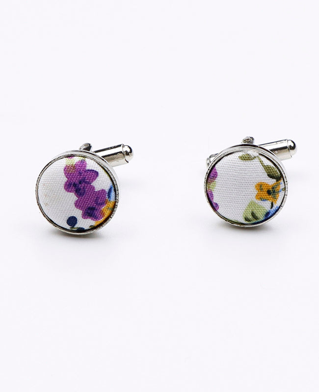 Boutons de Manchette Liberty Blanc n°3 en Coton | Charles - Unipap's