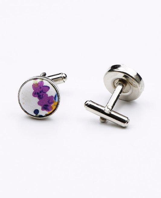 Boutons de Manchette Liberty Blanc n°3 en Coton | Charles - Unipap's