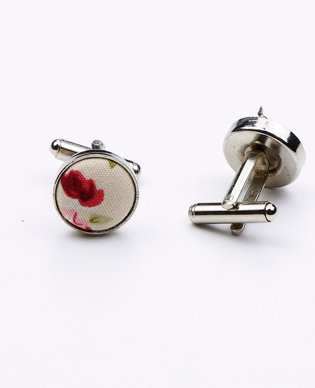 Boutons de Manchette Liberty Blanc n°4 en Coton | Charles - Unipap's